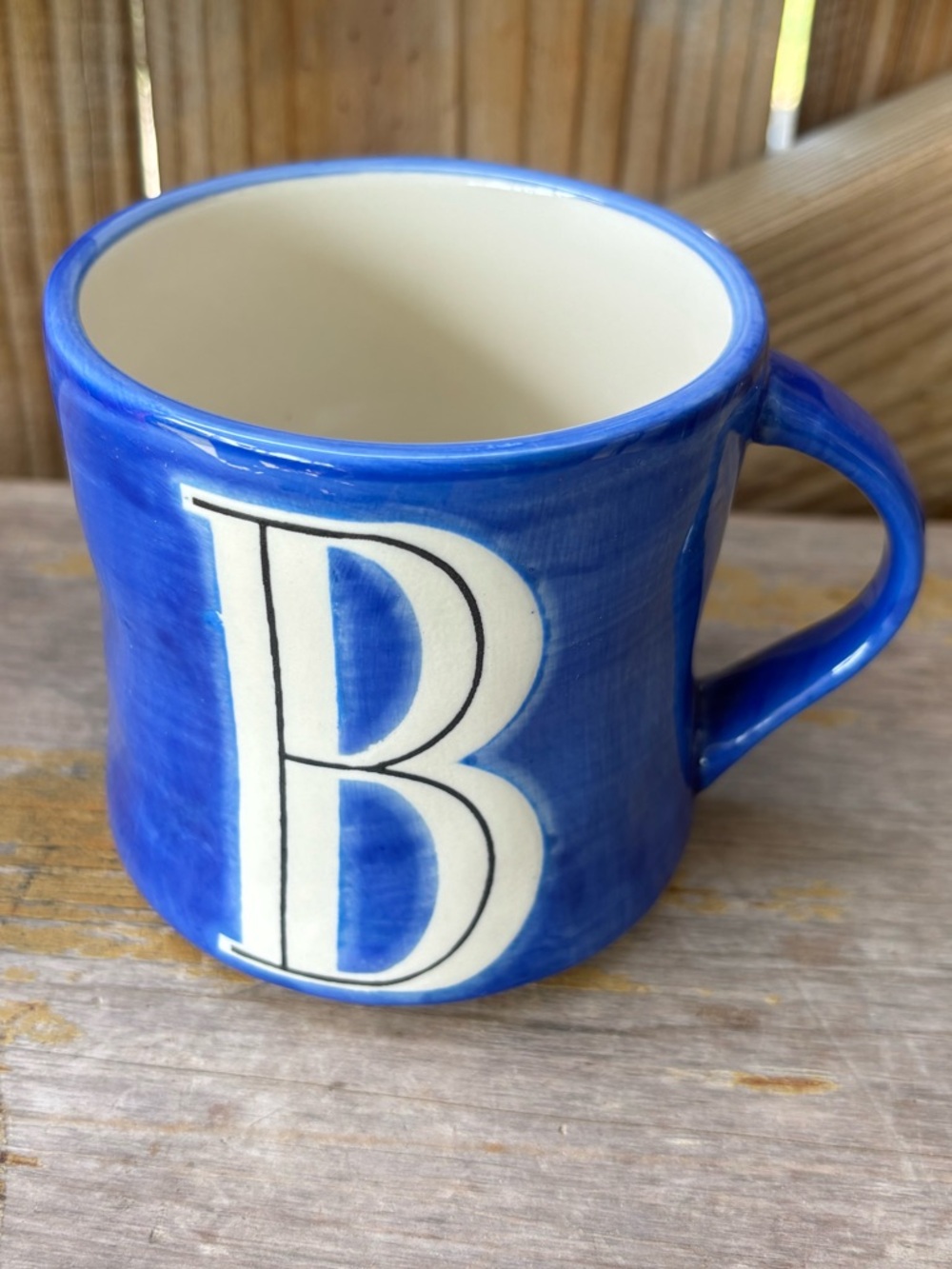 Anthropologie Hand Painted Monogram Coffee Mug Initial “B” Size 16oz